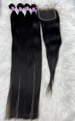4 30” Persuasian Silk Bundles with 22” HD 5x5 Closure (All Textures, 1B Only)