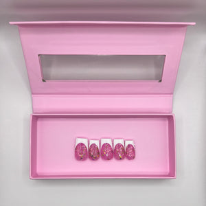 White Frenchies w/ Princess Pink Glitter Base (10pc)
